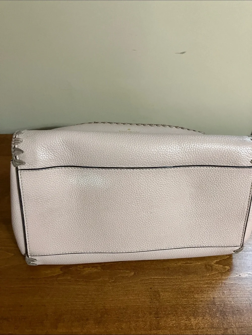 kate spade light blush leather stitched-edge tote
